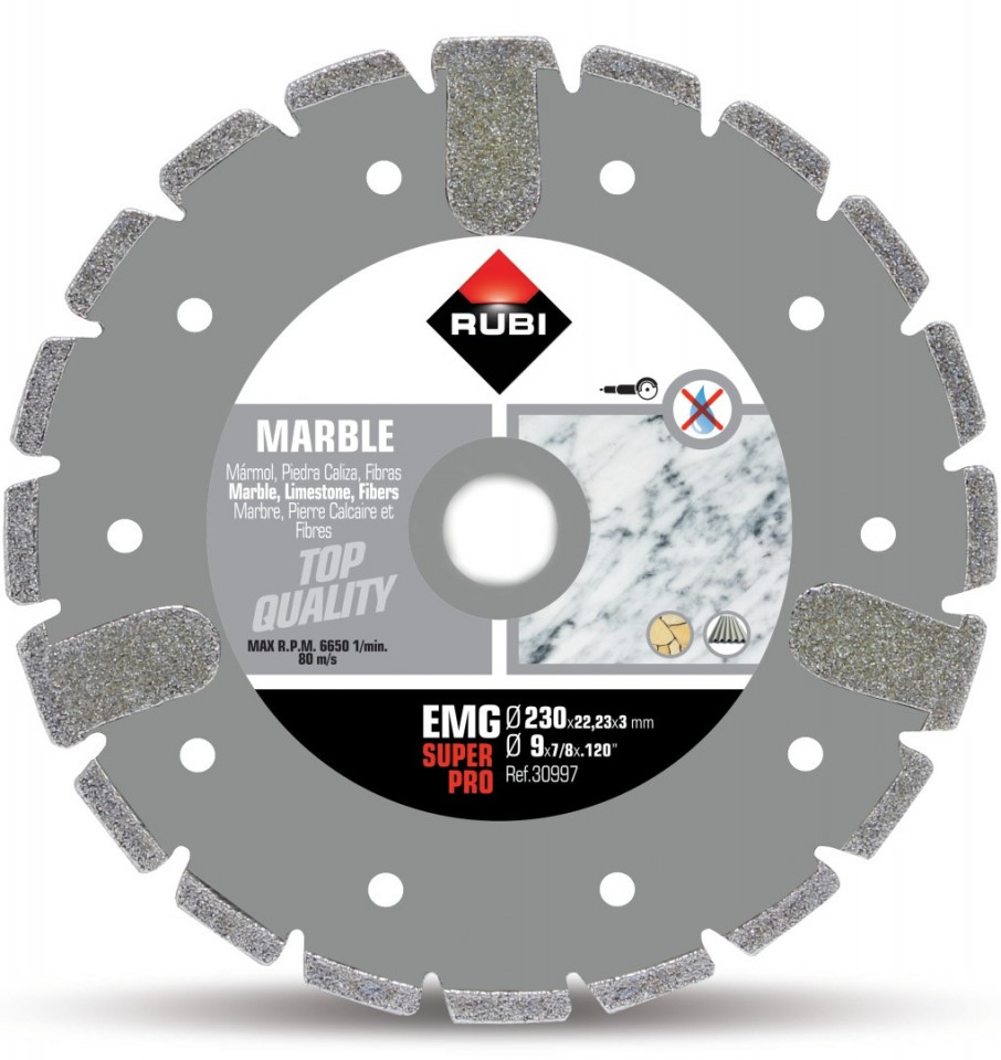 Disc diamantat galvanizat pt. marmura 230mm, EMG 230 SuperPro - RUBI-30997 [1]