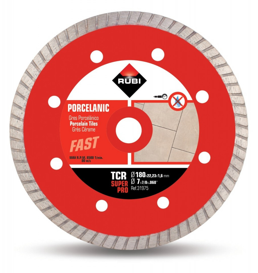 Disc diamantat pt. gresie portelanata 180mm, TCR 180 SuperPro - RUBI-31975 [1]