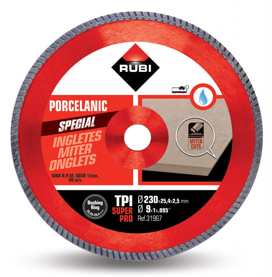 Disc diamantat pt. gresie portelanata, taieri oblice 230mm, TPI 230 SuperPro - RUBI-31967 [1]