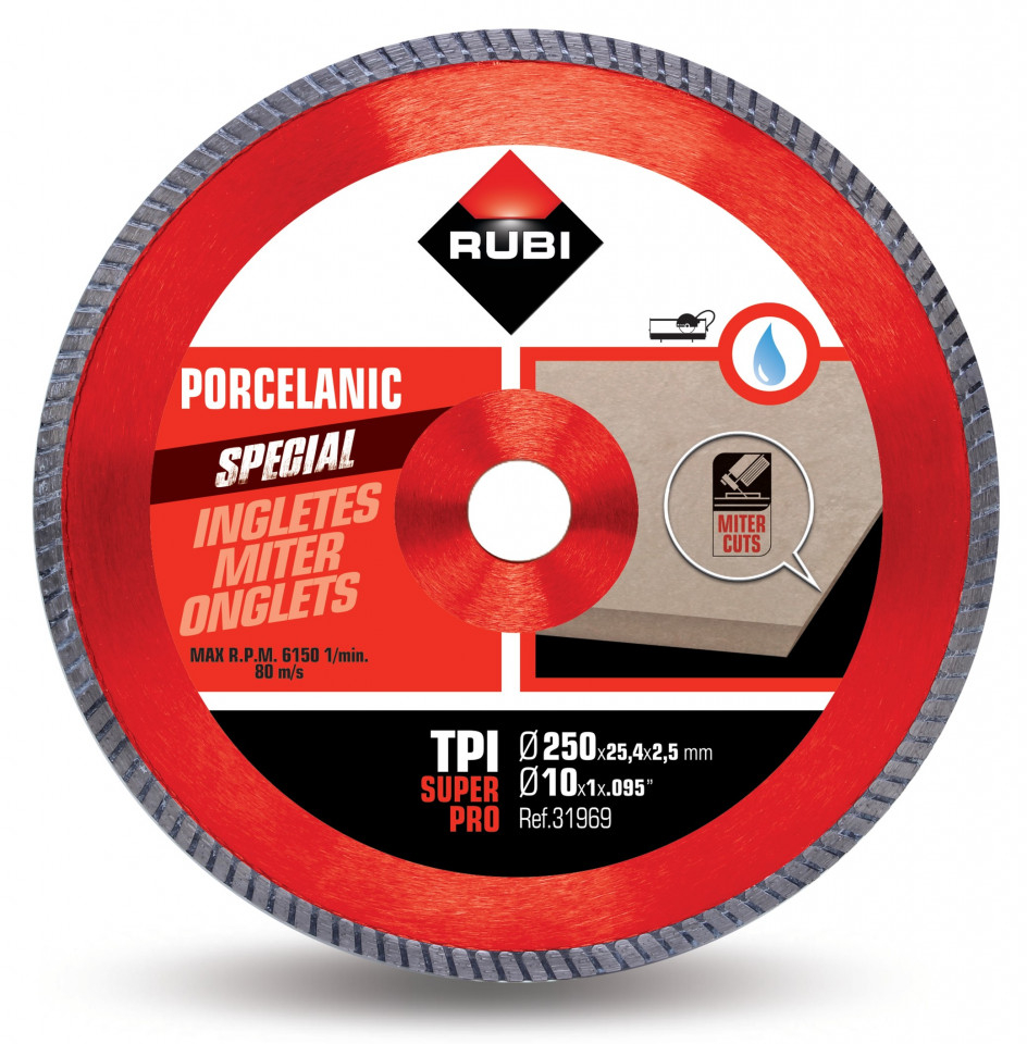 Disc diamantat pt. gresie portelanata, taieri oblice 250mm, TPI 250 SuperPro - RUBI-31969 [1]