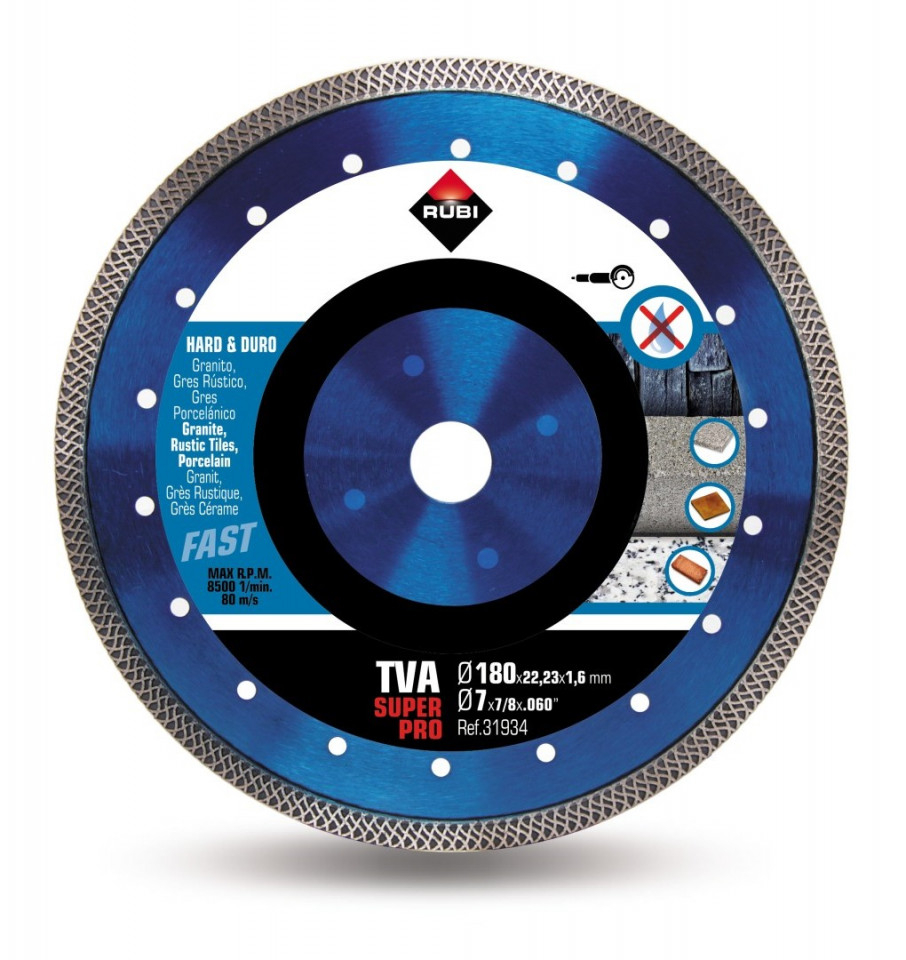 Disc diamantat pt. materiale foarte dure 180mm, TVA 180 SuperPro - RUBI-31934 [1]