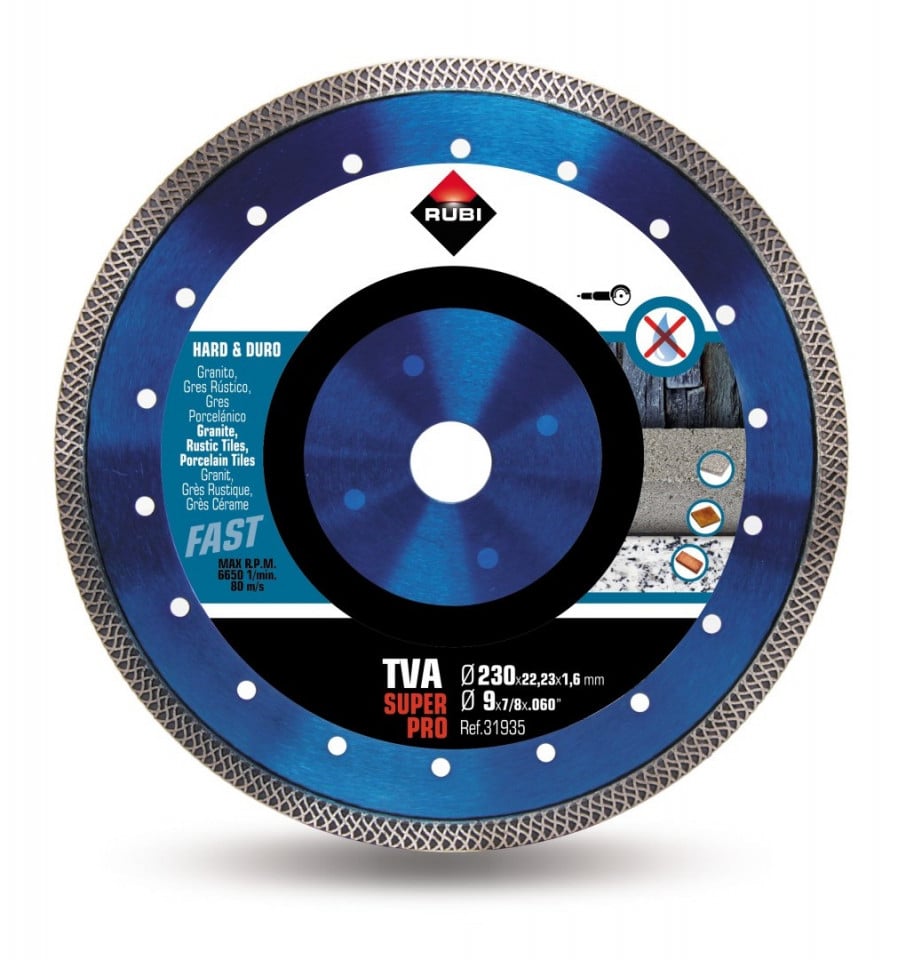 Disc diamantat pt. materiale foarte dure 230mm, TVA 230 SuperPro - RUBI-31935 [1]