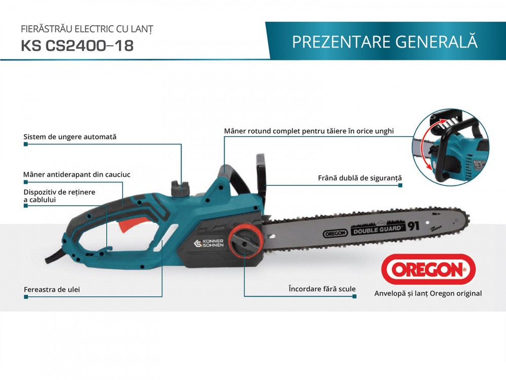 Fierastrau electric cu lant Konner & Sohnen KS CS2400-18 [2]