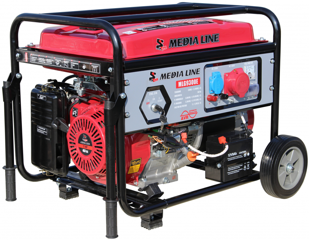 Generator de curent trifazat Media Line MLG9300E/2, 10 kVA, AVR, benzina, pornire electrica [1]