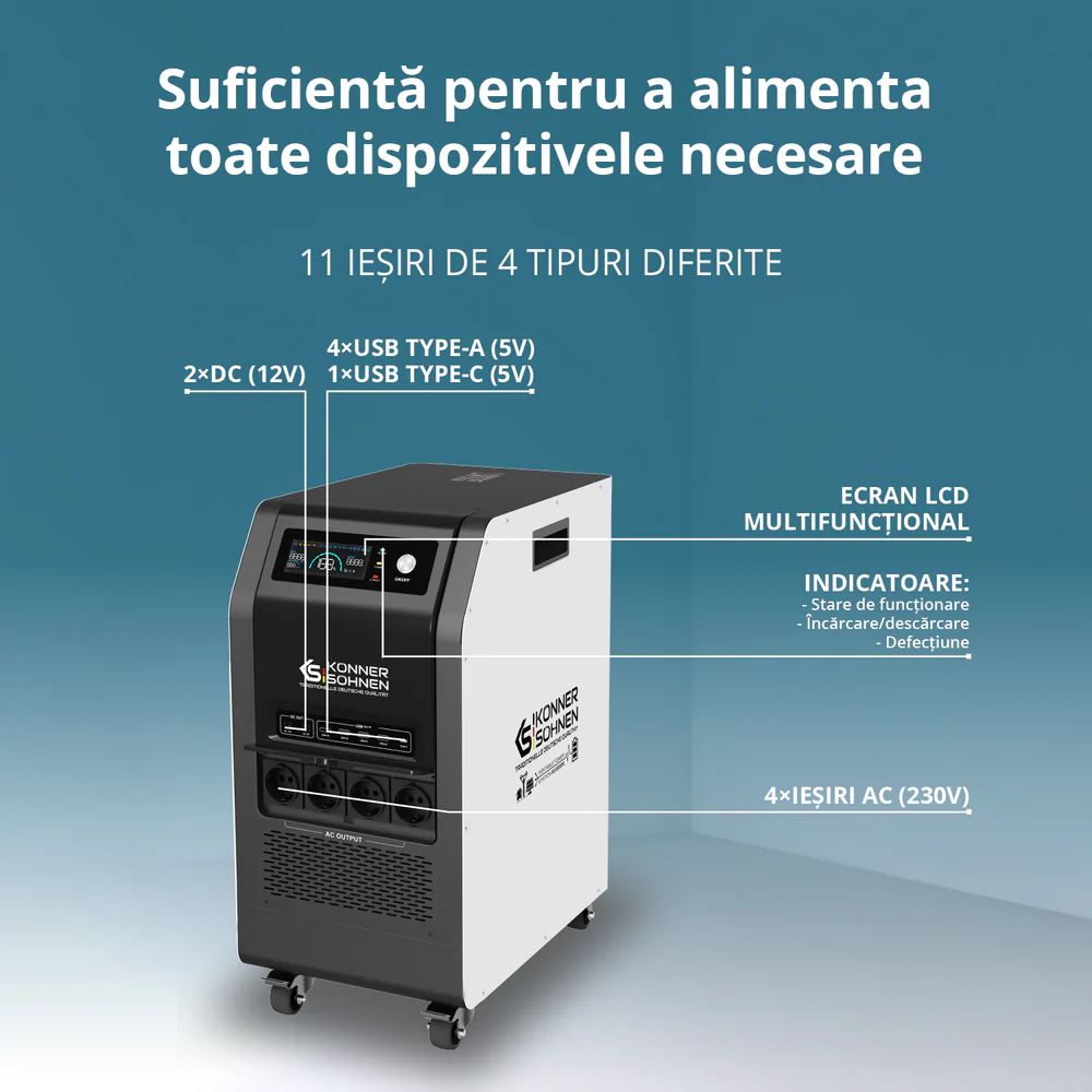 Stație portabilă de încărcare Könner & Söhnen KS 5200PS, 5,12 kWh, 5.200 W [8]