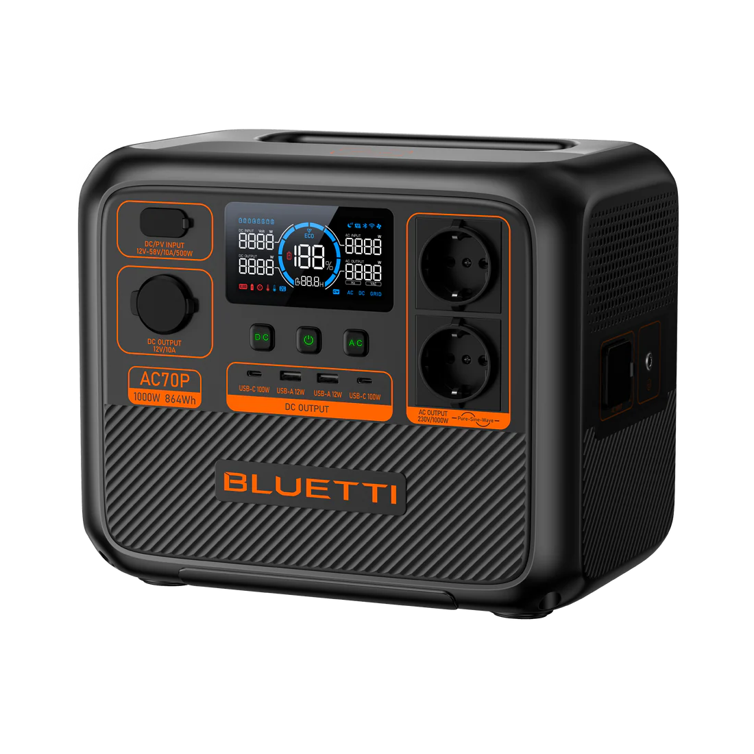 Statii de energie portabile - Bluetti AC70P 1000W 864Wh – Stație portabilă cu baterie LiFePO₄