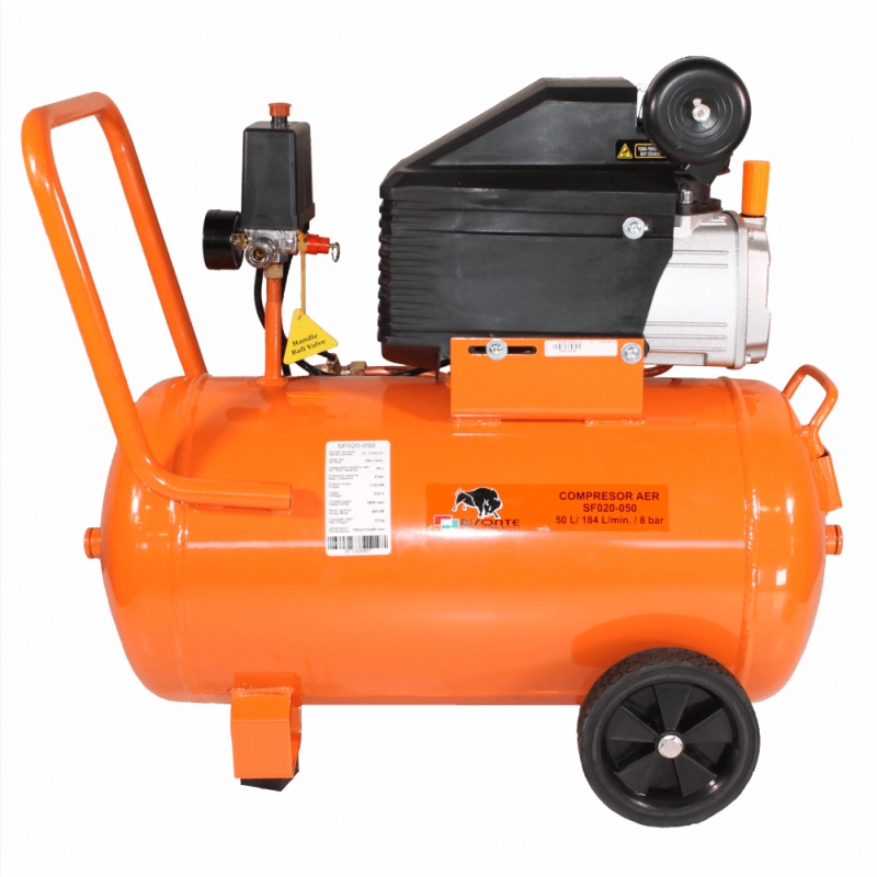 Compresoare - Compresor de aer cu piston BISONTE SF020-050 cu ulei 230V 2,0 cp, debit aer 187 l/min presiune 8 bar