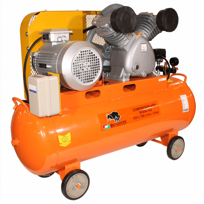 Compresoare profesionale - Compresor de aer cu piston BISONTE SV54-105 cu ulei 400V 5,5 cp, debit aer 786 l/min presiune 8 bar
