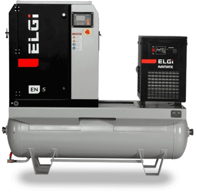 Compresoare profesionale - Compresor electric cu surub ELGI EN7-7bar debit 1.13mc/min, uscator si rez.270L inclus, 7.5kW/400V