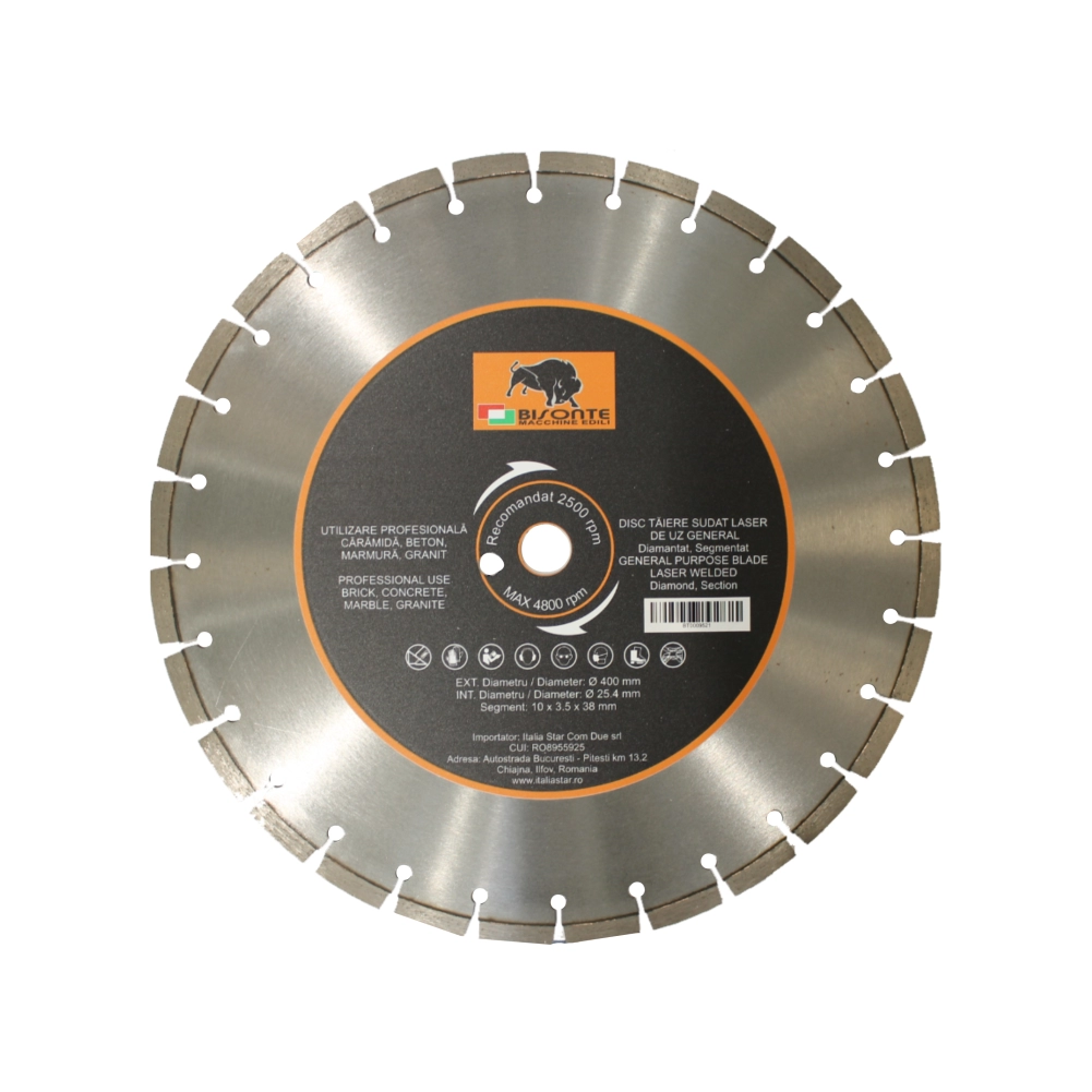 Discuri diamantate - Disc diamantat Bisonte segmentat, pentru caramida, beton, marmura, granit, Ø 400mm