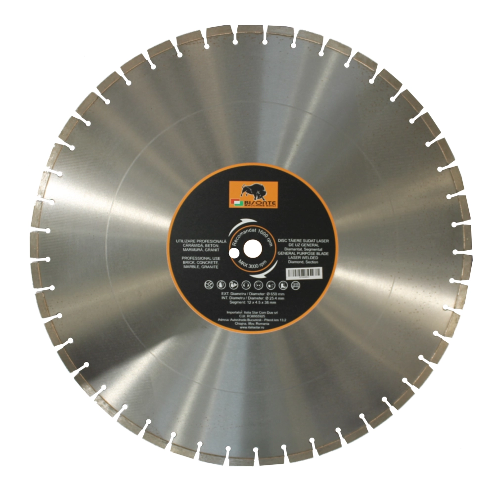 Discuri diamantate - Disc diamantat Bisonte segmentat, pentru caramida, beton, marmura, granit, Ø 650mm