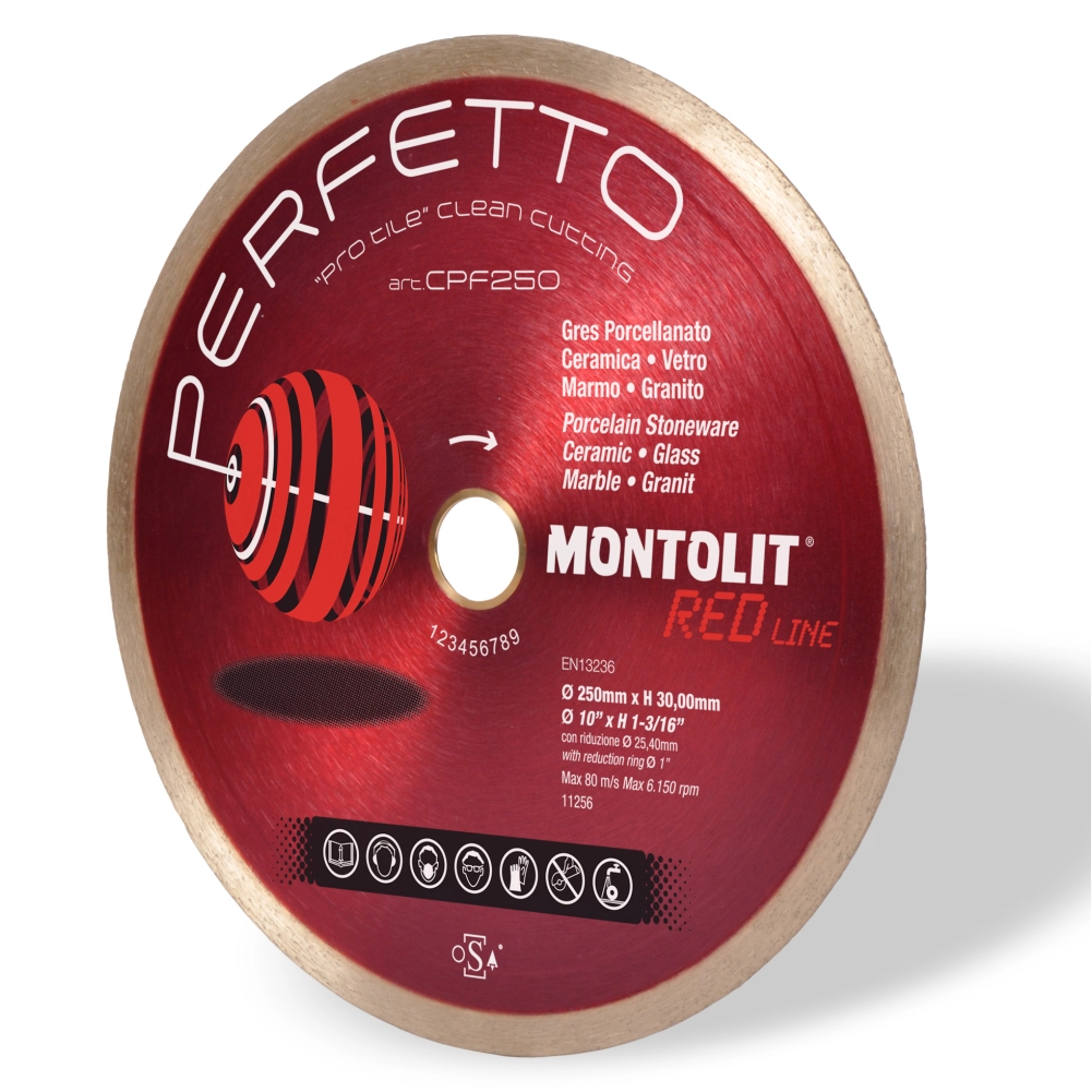 Discuri diamantate - Disc diamantat Montolit CPF250 PERFETTO pentru gresie portelenata/ceramica/sticla/marmura/granit Ø 250 mm