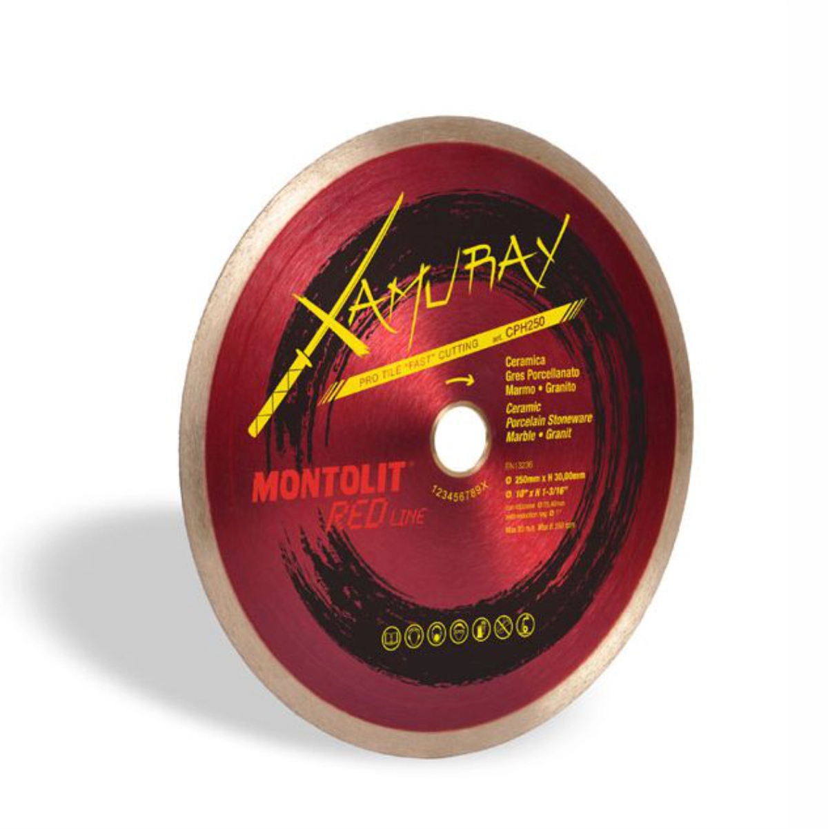 Discuri diamantate - Disc diamantat Montolit CPH250 XAMURAY pentru ceramica/gresie portelenata/marmura/granit Ø 250 mm M25.4