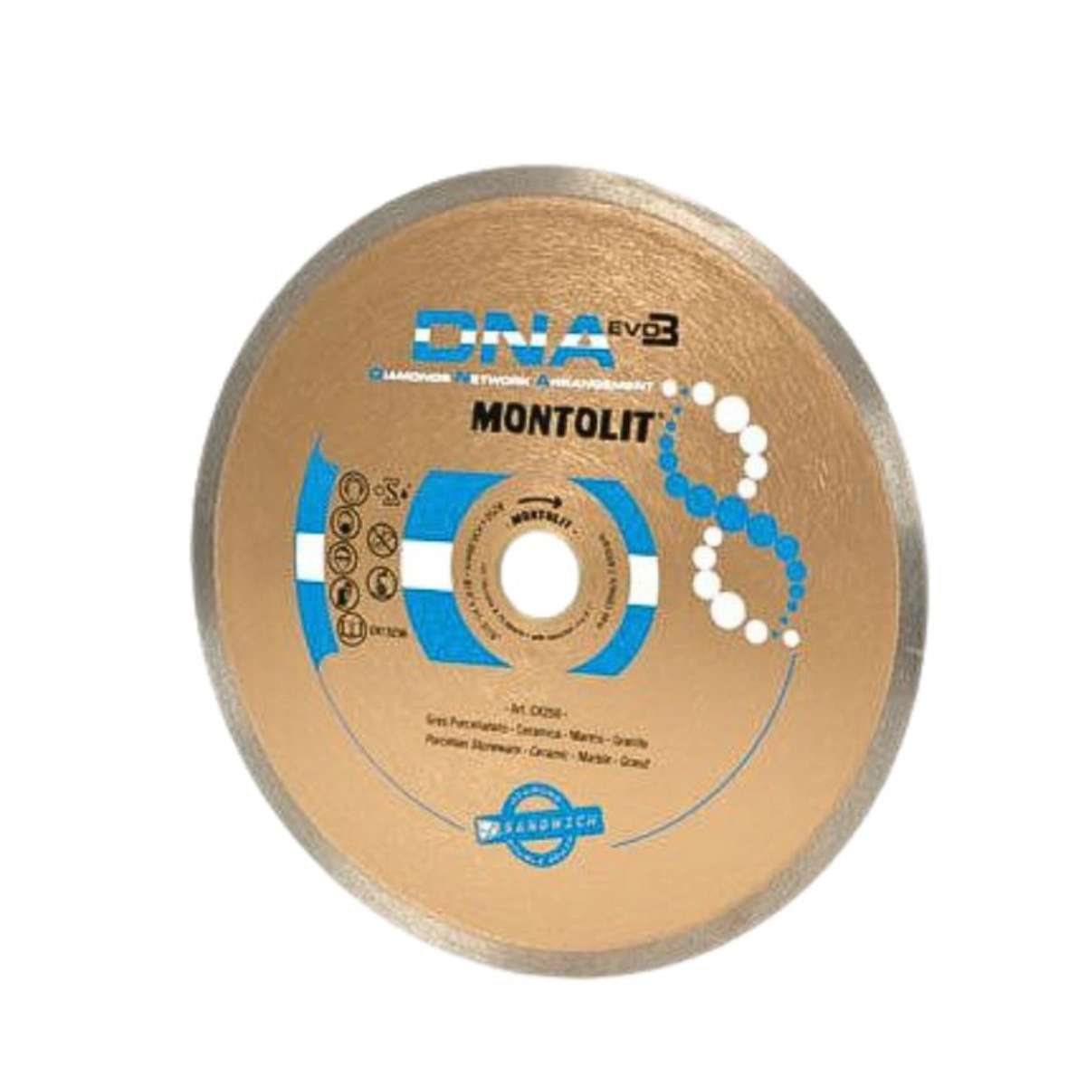 Discuri diamantate - Disc diamantat Montolit CX250 pentru gresie portelenata/ceramica delicat/granit Ø 250 mm M25.4