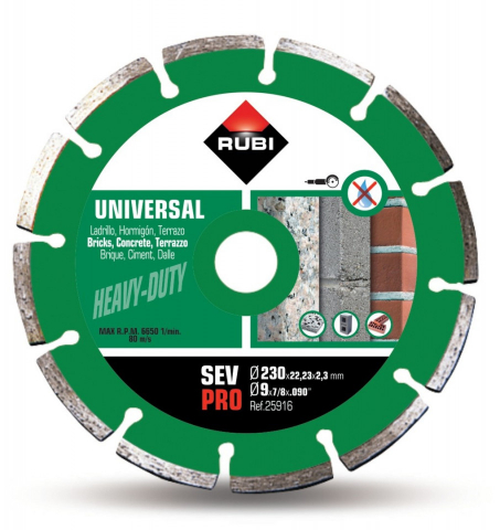 Discuri diamantate - Disc diamantat pt. beton si caramida 230mm, SEV 230 Pro - RUBI-25916