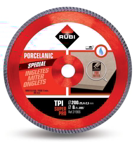 Utilaje constructii - Disc diamantat pt. gresie portelanata, taieri oblice 200mm, TPI 200 SuperPro - RUBI-31966