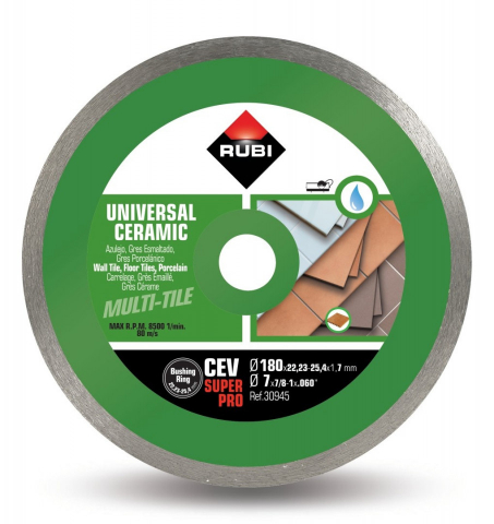 Utilaje constructii - Disc diamantat pt. gresie si faianta 180mm, CEV 180 SuperPro - RUBI-30945