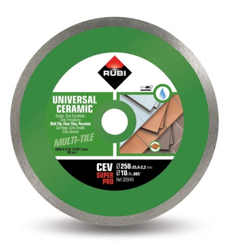 Utilaje constructii - Disc diamantat pt. gresie si faianta 250mm, CEV 250 SuperPro - RUBI-30949