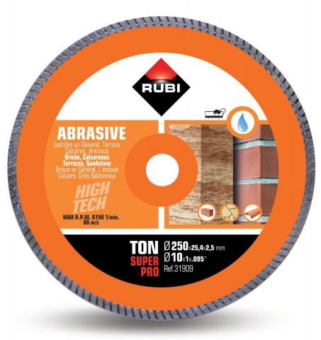 Utilaje constructii - Disc diamantat pt. materiale abrazive 250mm, TON 250 SuperPro - RUBI-31909