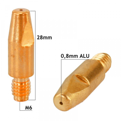 Duza de contact sarma de aluminiu INTENSIV 0.8 mm, M6x28 mm [1]