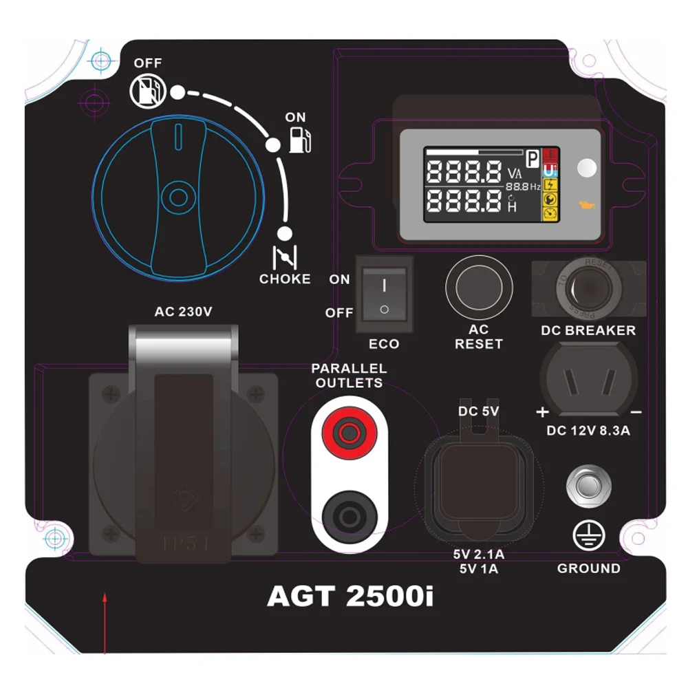 Generator de curent tip inverter monofazat AGT 2500I, 2 kW, benzina [1]