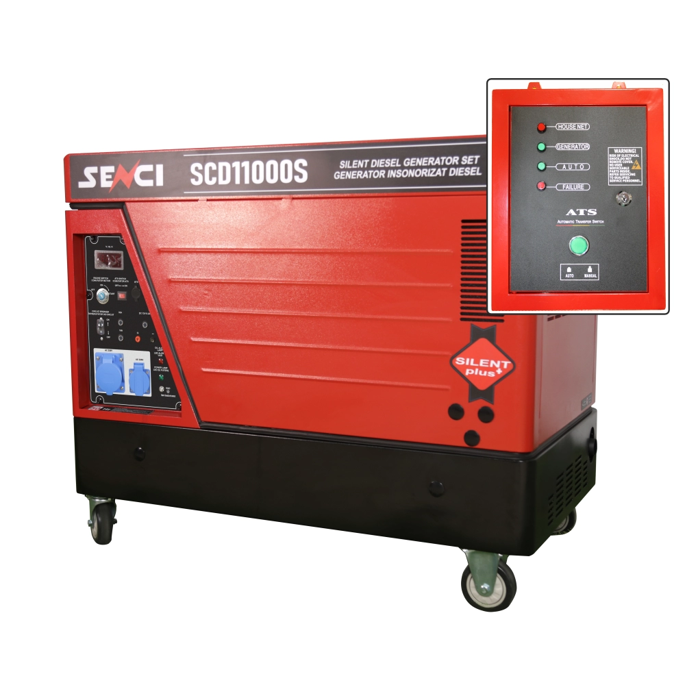 Generatoare insonorizate - Generator insonorizat SENCI SCD11000S ATS putere maxima 8.5 kW 230V, motor Diesel ATS inclus