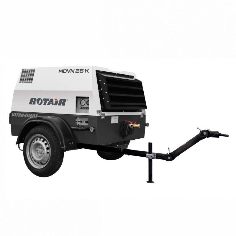 Motocompresoare - Motocompresor ROTAIR MDVN 26KEco5 2500 l/min/6.5bar Kubota tractabil santier+kit sablare/aftercooler
