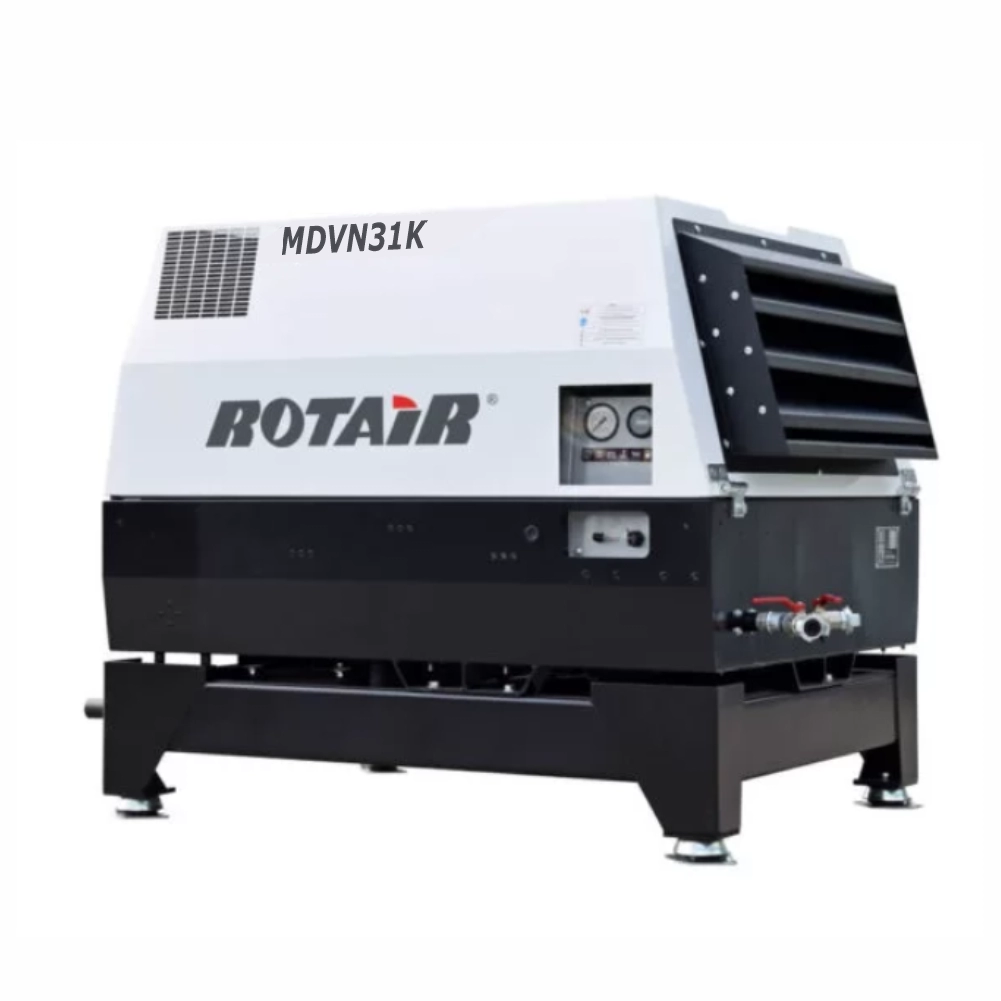 Motocompresoare - Motocompresor ROTAIR MDVN 31K presiune 7 bar debit 3000 l/min motor Kubota 35 cp SKID (fara roti)