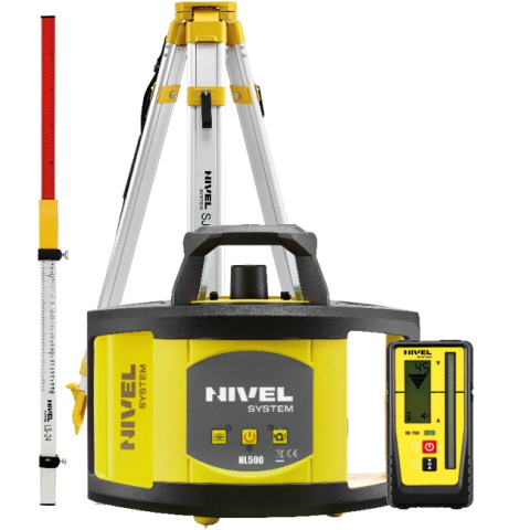 Echipamente de masurat - Nivela laser rotativa Nivel System NL500 R Digital cu fascicul rosu cu trepied SJJ1 si stadie