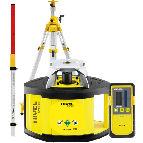 Echipamente de masurat - Nivelă laser rotativa verde Nivel System NL500G cu trepied SJJ32 stadie LS35