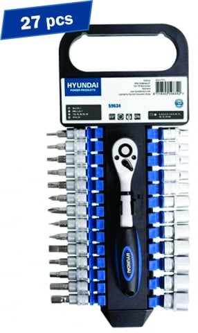 Truse de scule manuale - Set 27 chei clichet tubulare plus biti 1/4 HYUNDAI HY-59634