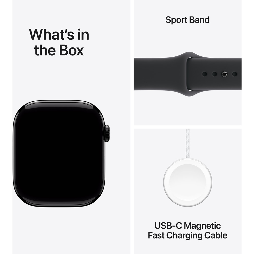 Apple Watch 11, GPS, 46 mm, Jet Black Aluminium Case, Black Sport Band - M/L [8]