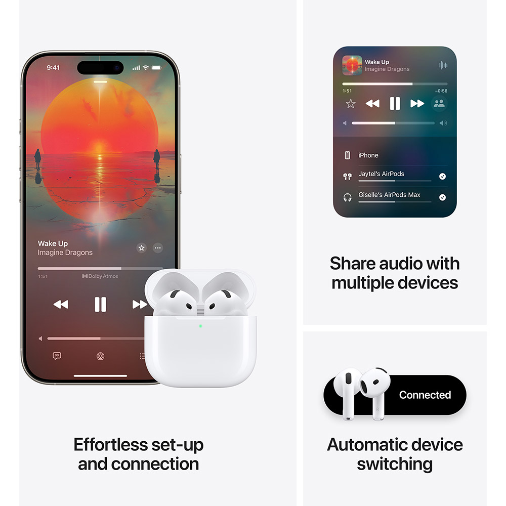 Casti APPLE AirPods 4, True Wireless, Bluetooth, In-Ear, Microfon, Carcasa Incarcare USB-C, alb [7]