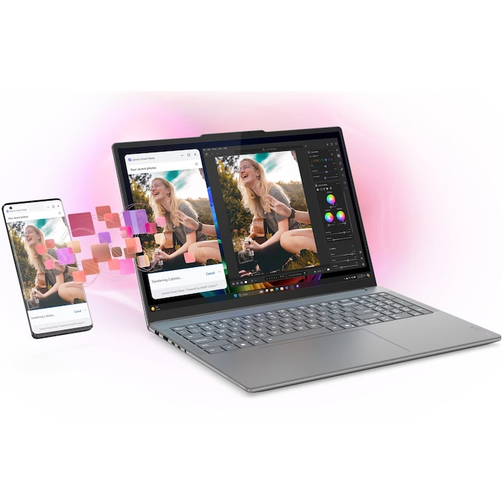 Laptop Lenovo Yoga Pro 9 16IAH10 cu procesor Intel® Core™ Ultra 7 255H pana la 5.1GHz, 16" 2.8K WQXGA+, OLED, 120Hz, 32GB LPDDR5x RAM, 1TB SSD, NVIDIA® GeForce RTX™ 5060 8GB GDDR7, Windows® 11 Home, L [16]