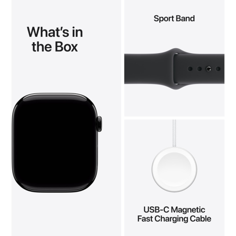 Apple Watch 11, GPS, 46 mm, Jet Black Aluminium Case, Black Sport Band - M/L [7]