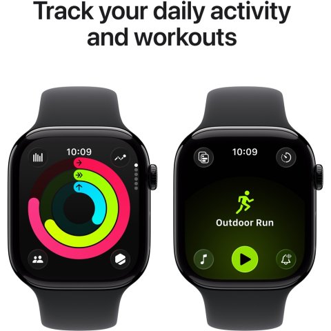 Apple Watch 11, GPS, 46 mm, Jet Black Aluminium Case, Black Sport Band - M/L [3]