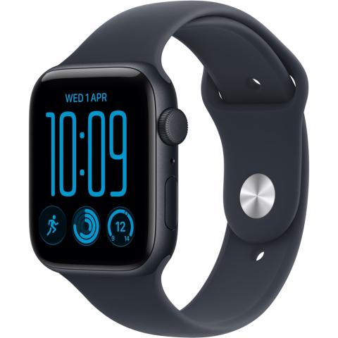 Smartwatch - Apple Watch SE 3, GPS, 44mm, Midnight Aluminium Case, Navy Blue Sport Band - M/L