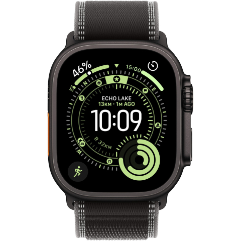 Apple Watch Ultra 3, GPS + Cellular, Carcasa Black Titanium 49mm, Black/Charcoal Trail Loop - S/M [1]