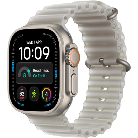 Watch Ultra 4 - Apple Watch Ultra 4, GPS + Cellular, 49mm, Natural Titanium Case, Translucent Grey Ocean Band