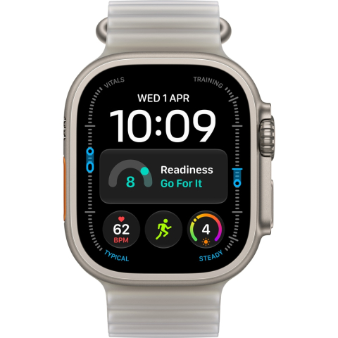 Apple Watch Ultra 4, GPS + Cellular, 49mm, Natural Titanium Case, Translucent Grey Ocean Band [1]