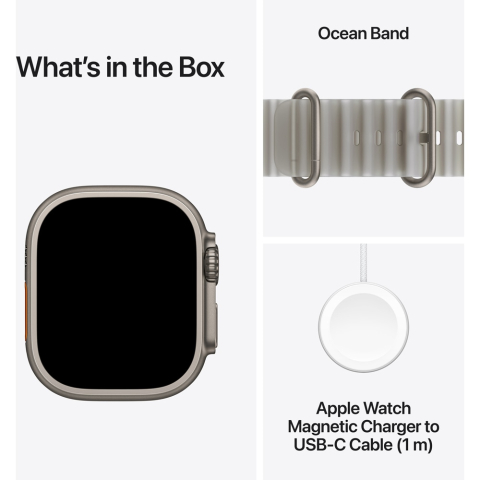 Apple Watch Ultra 4, GPS + Cellular, 49mm, Natural Titanium Case, Translucent Grey Ocean Band [6]