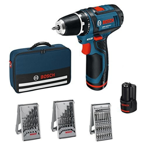 BOSCH GSR 12V-15 - Masina de gaurit si insurubat cu 2 acumulatori, Li-Ion, 12 V, 4 Ah, 30 Nm, led iluminare, geanta textila, accesorii [1]