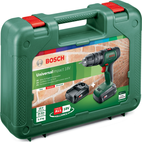 Bosch Masina de insurubat Universal Impact 18V 2x Li-Ion cu carcasa Negru-Verde [1]