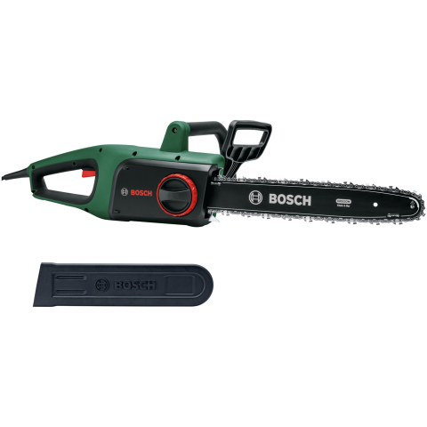 Drujbe și fierăstraie cu lanț - Drujba electrica (fierastrau) cu lant Bosch UniversalChain 06008B8402, 1800 W, 40 cm lungime lama, 12 m/s viteza lant, lant Oregon, capac lant, ghidaj