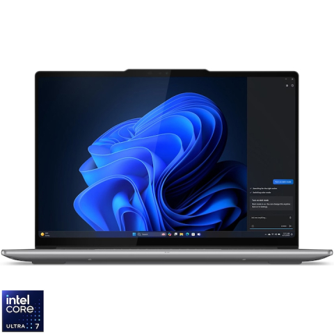Laptop - Laptop Lenovo Yoga Pro 7 14IAH10 cu procesor Intel® Core™ Ultra 7 255H pana la 5.1GHz, 14.5" 3K, OLED, 120Hz, Touch, 32GB LPDDR5x RAM, 1TB SSD, Intel® Arc™ 140T, Windows® 11 Home, Luna Grey