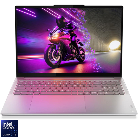 Laptop - Laptop Lenovo Yoga Pro 9 16IAH10 cu procesor Intel® Core™ Ultra 7 255H pana la 5.1GHz, 16" 2.8K WQXGA+, OLED, 120Hz, 32GB LPDDR5x RAM, 1TB SSD, NVIDIA® GeForce RTX™ 5060 8GB GDDR7, Windows® 11 Home, L