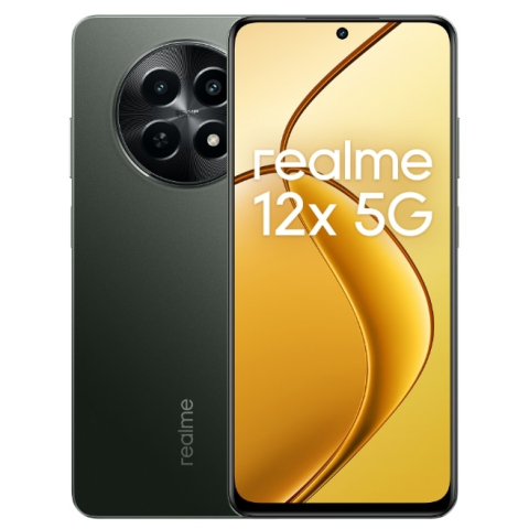 12X 5G - Telefon Mobil Realme 12x, Procesor Mediatek Dimensity 6100+ Octa-Core, IPS LCD 6.67", 8GB RAM, 256GB Flash, Camera Duala 50 + 2 MP, Wi-Fi, 5G, Dual SIM, Android Negru