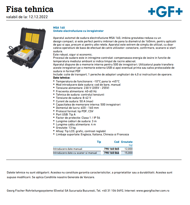 Aparat sudura electrofuziune MSA160 [2]