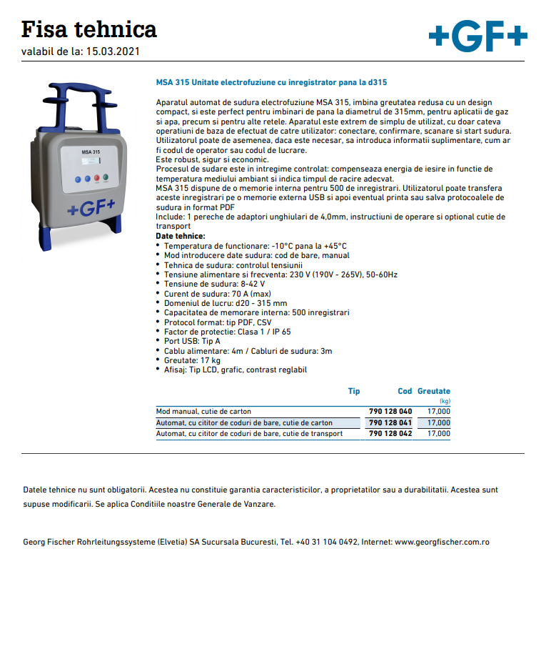 Aparat sudura electrofuziune MSA315 [2]
