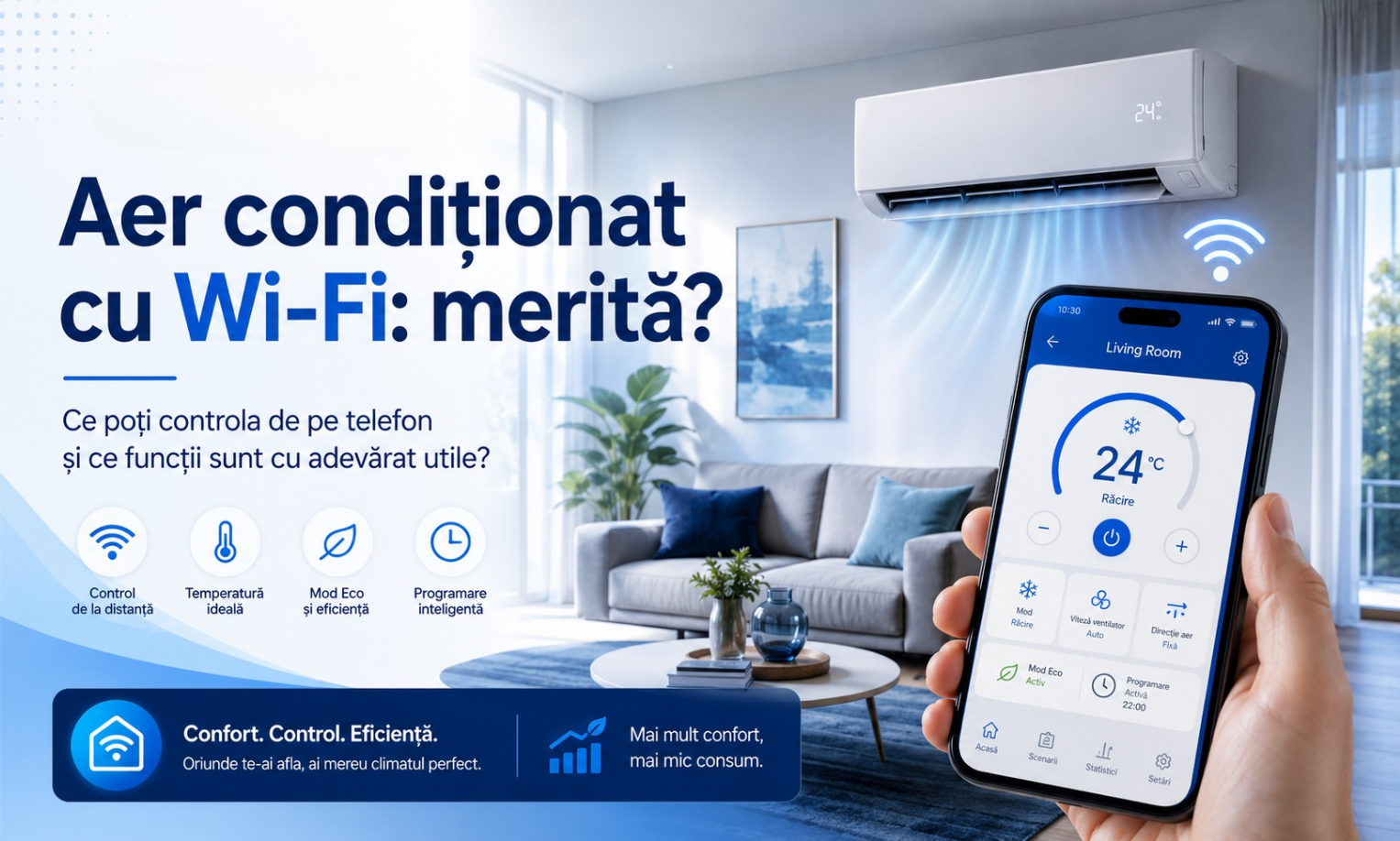 Aer condiționat cu Wi-Fi: merită? Ce poți controla de pe telefon și ce funcții sunt cu adevărat utile?